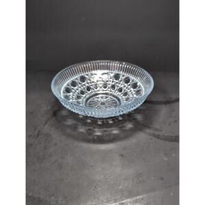 Federal Glass Blue Bowl, Vintage Starburst‎ Bowl, Button and Cane Pattern
